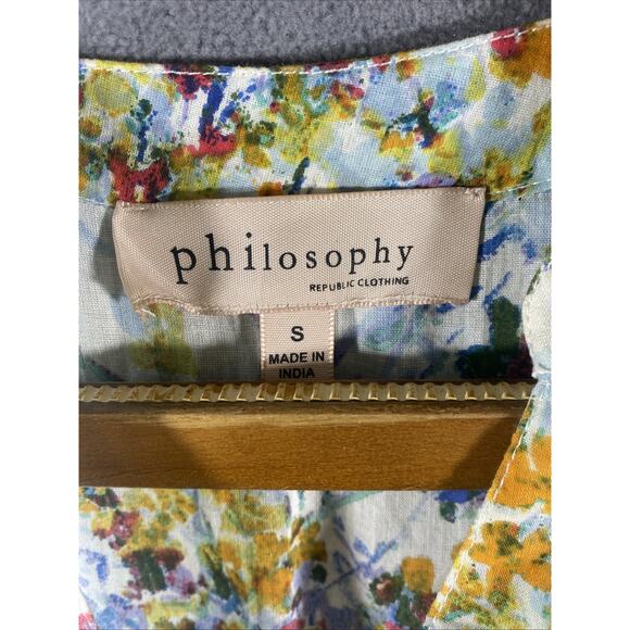 Philosophy Womens Floral Smocked Waist Dress Sleeveless Cottagecore Peasant Sz S - Picture 7 of 14